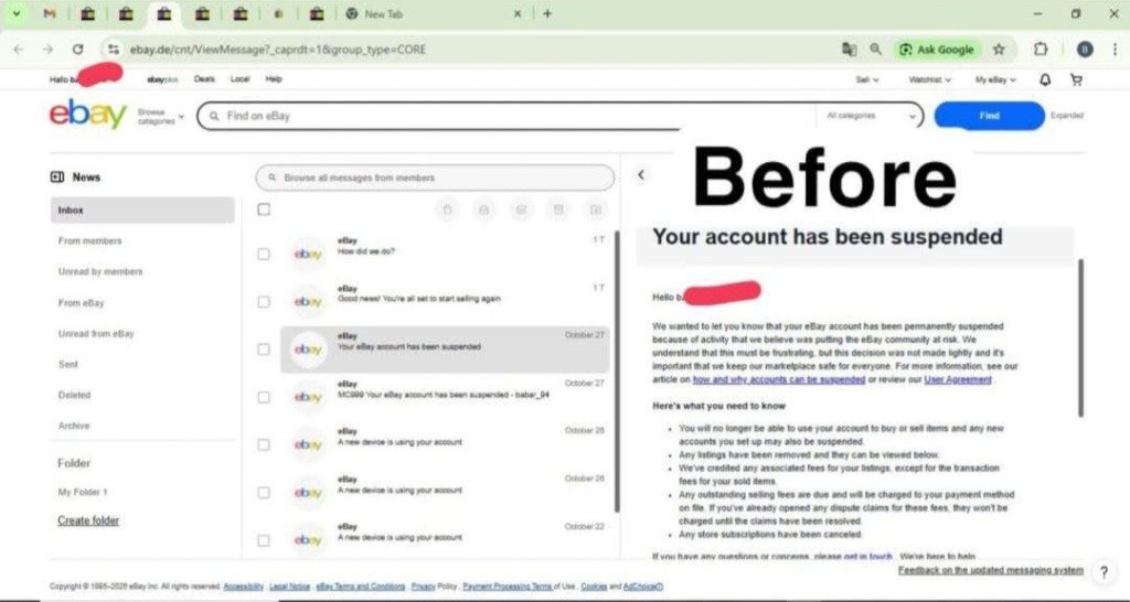 eBay Account Suspended Notice