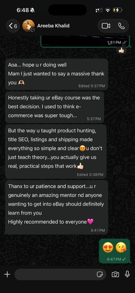 Areeba Khalid WhatsApp Review
