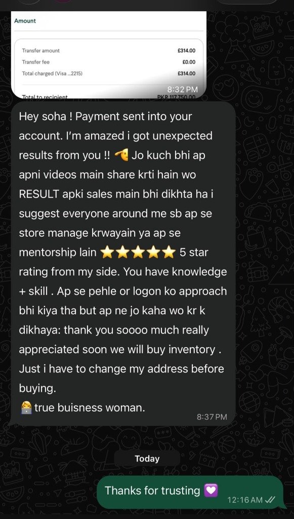 Payment & 5 Star Review